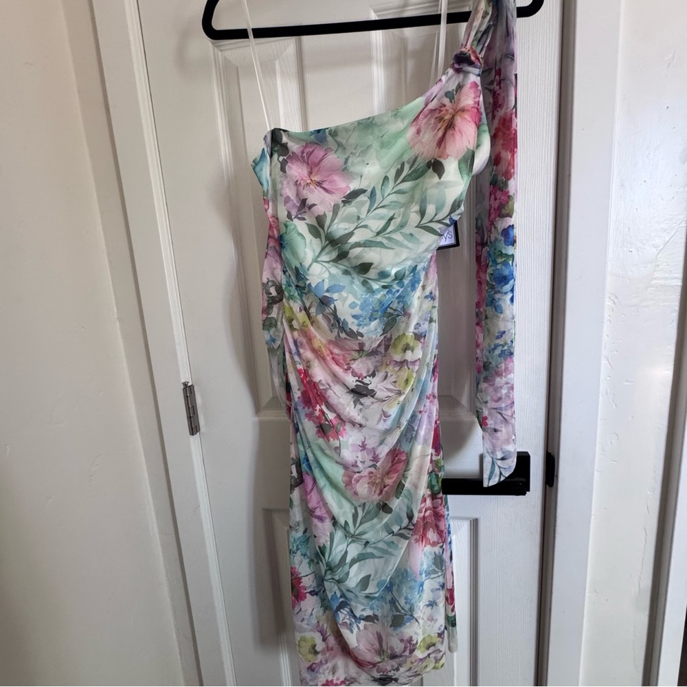 Elegant Floral One-Shoulder Dress